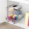 Smart Design 2-Tier Pull Out Cabinet Shelf - Medium - 14 x 18-32 - Chrome